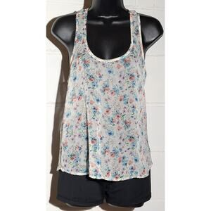 Wet Seal Y2K Floral Tank Top Sheer Sleeveless Blouse Racerback Cottagecore Small